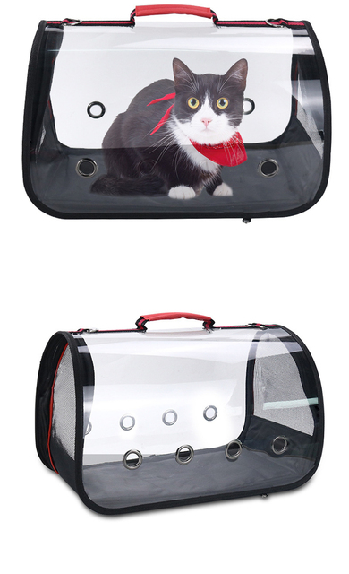 Przenośne nosidełko na zwierzęta domowe - przewiewna i przezroczysta torebka ze siatką dla kotów i szczeniąt - Wianko - 6