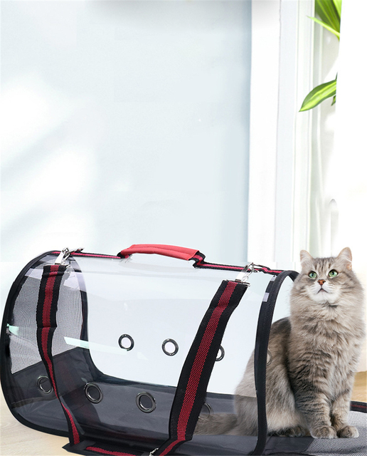 Przenośne nosidełko na zwierzęta domowe - przewiewna i przezroczysta torebka ze siatką dla kotów i szczeniąt - Wianko - 4