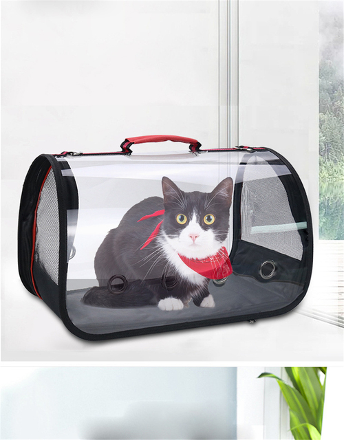Przenośne nosidełko na zwierzęta domowe - przewiewna i przezroczysta torebka ze siatką dla kotów i szczeniąt - Wianko - 5