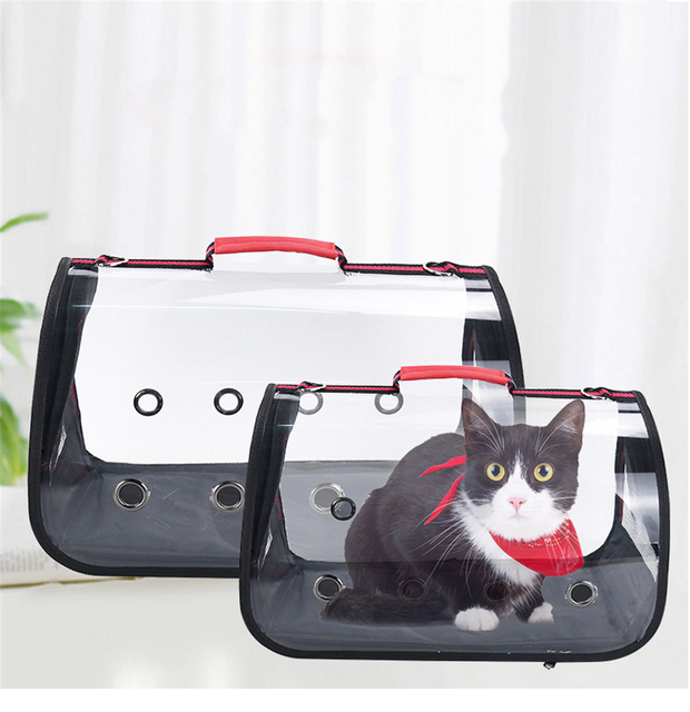 Przenośne nosidełko na zwierzęta domowe - przewiewna i przezroczysta torebka ze siatką dla kotów i szczeniąt - Wianko - 1
