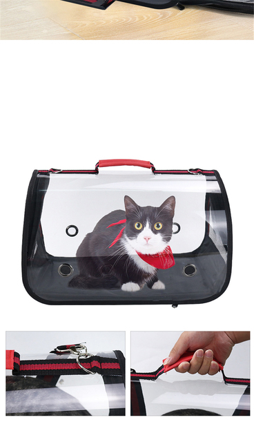 Przenośne nosidełko na zwierzęta domowe - przewiewna i przezroczysta torebka ze siatką dla kotów i szczeniąt - Wianko - 8