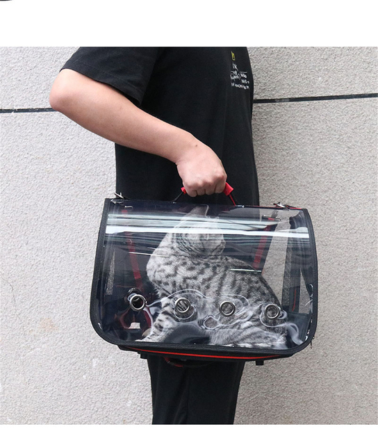 Przenośne nosidełko na zwierzęta domowe - przewiewna i przezroczysta torebka ze siatką dla kotów i szczeniąt - Wianko - 11