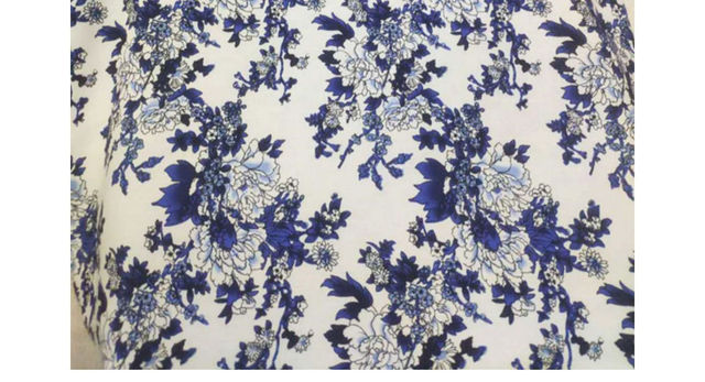 Bawełniano-jedwabna tkanina damskiej odzieży w klasycznej kolorystyce niebiesko-białej - Wianko - 3