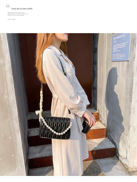 Sliczna torba boczna damska z perełkami - projekt modny, małe torebki na ramię - Wianko - 9