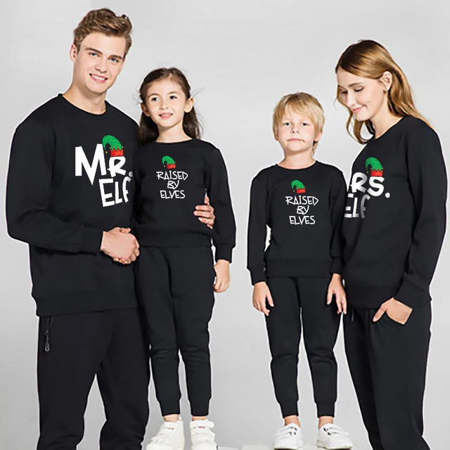 Zimowe świąteczne stroje rodzinne: list sweter z nadrukiem T-shirt dla rodziców i dzieci (dla par) - Wianko - 5