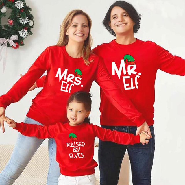 Zimowe świąteczne stroje rodzinne: list sweter z nadrukiem T-shirt dla rodziców i dzieci (dla par) - Wianko - 7