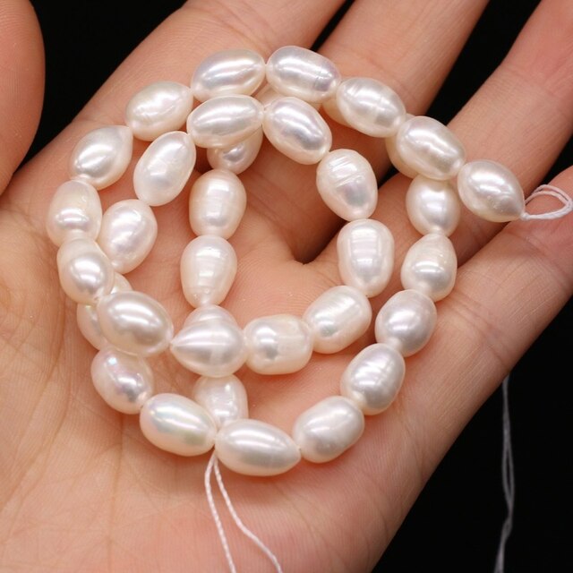 Koraliki do tworzenia biżuterii DIY - Grzywny 100% naturalna perła słodkowodna o nieregularnym kształcie białych koralików ryżowych 5-10mm - Wianko - 8