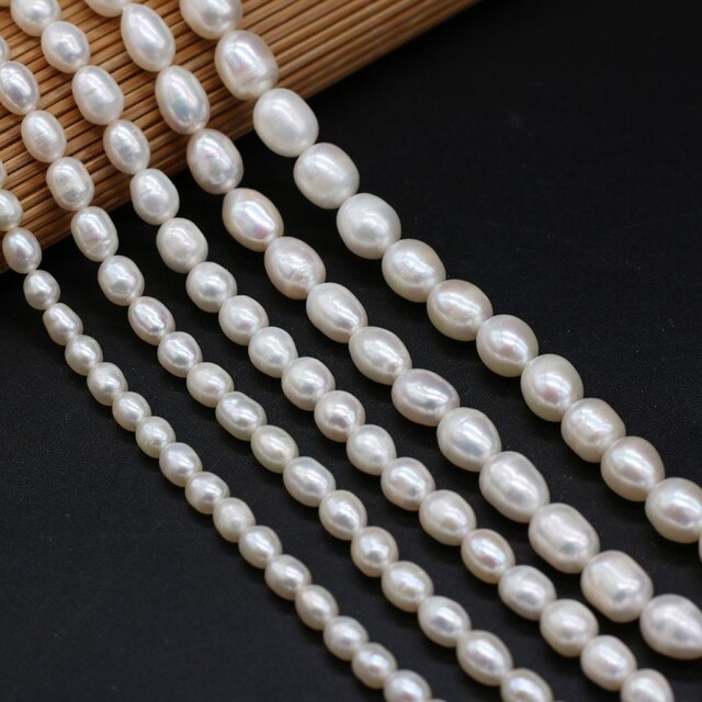 Koraliki do tworzenia biżuterii DIY - Grzywny 100% naturalna perła słodkowodna o nieregularnym kształcie białych koralików ryżowych 5-10mm - Wianko - 3