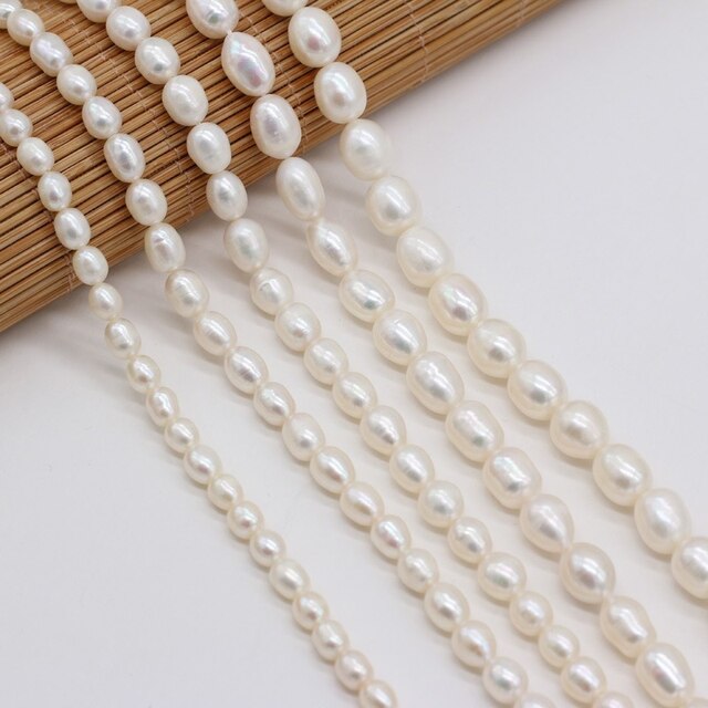 Koraliki do tworzenia biżuterii DIY - Grzywny 100% naturalna perła słodkowodna o nieregularnym kształcie białych koralików ryżowych 5-10mm - Wianko - 2