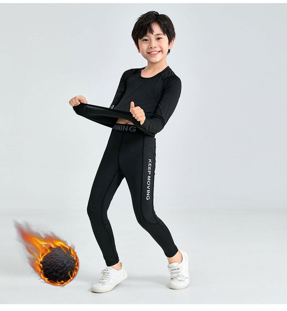 Zimowy strój sportowy dla dzieci - szybkoschnąca bielizna termiczna kompresyjna dla chłopców i dziewcząt koszykówka piłka nożna - Wianko - 14