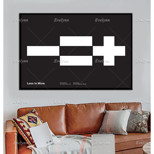 Mniej jest więcej: plakat z ikonami matematycznymi, czarno-białe dekoracje do domu sztuki - Wianko - 3