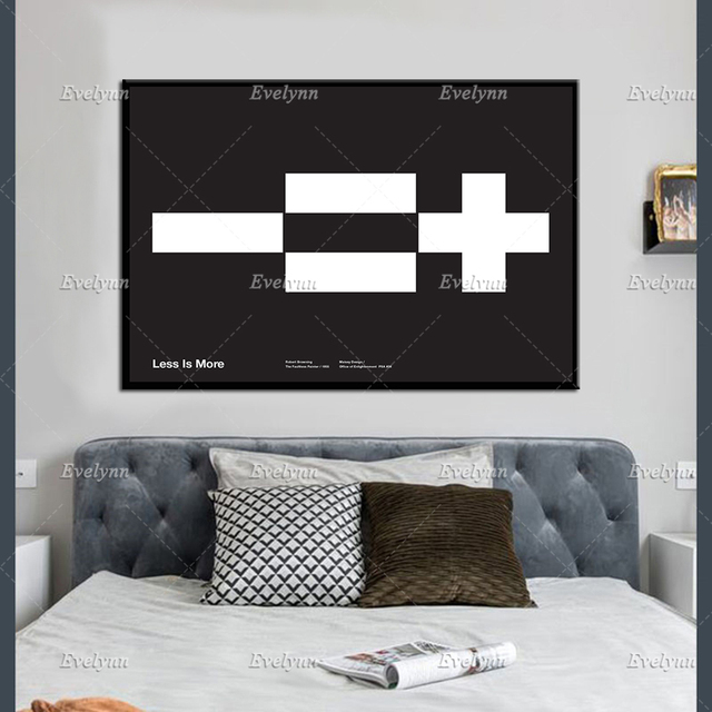 Mniej jest więcej: plakat z ikonami matematycznymi, czarno-białe dekoracje do domu sztuki - Wianko - 4