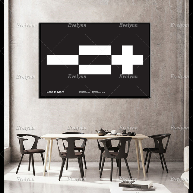 Mniej jest więcej: plakat z ikonami matematycznymi, czarno-białe dekoracje do domu sztuki - Wianko - 2