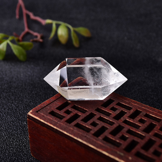 Jasny kryształ kwarcowy - sześciokątna podwójna wieża, polerowana, uzdrawiająca energia Reiki, biżuteria mineralna - Wianko - 3