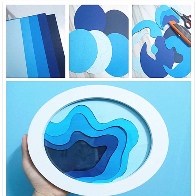 Zestaw papieru kartonowego niebieskiego koloru, 230g, A3/A4, idealny do kartek, rękodzieła, dekoracji - Wianko - 6