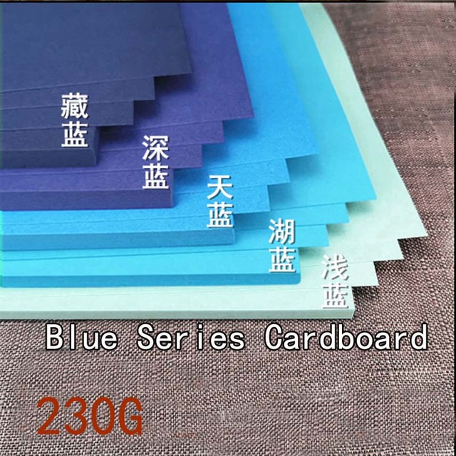 Zestaw papieru kartonowego niebieskiego koloru, 230g, A3/A4, idealny do kartek, rękodzieła, dekoracji - Wianko - 2