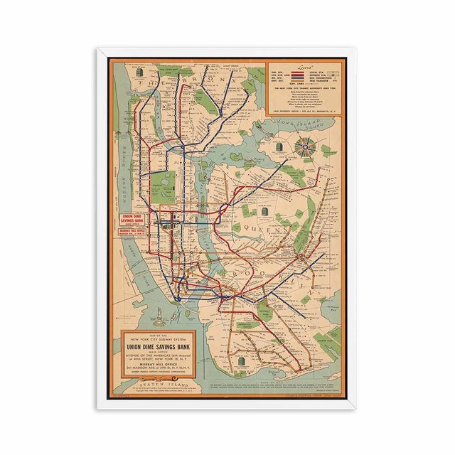 Plakat obraz na płótnie w stylu Vintage dekoracja wnętrz - mapa metra Nowy Jork - ścienne druki - Wianko - 4