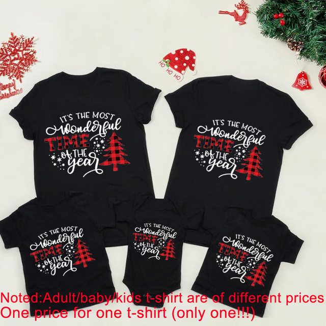 Zestaw rodzinnych koszulek świątecznych z nadrukami - idealne ubrania na najpiękniejszą porę roku dla taty, syna, mamy i dziecka - Wianko - 5