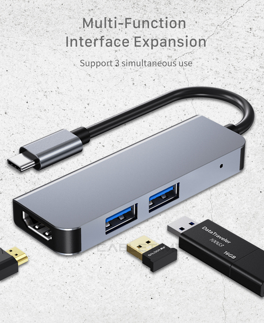 Nowy Kabel USB C HUB z Obsługą 4K HDMI, Czytnikiem Kart SD/TF i Portami USB 3.0 do Klawiatury, Dysku U, Laptopa Macbook - Multi Hub H25 - Wianko - 8