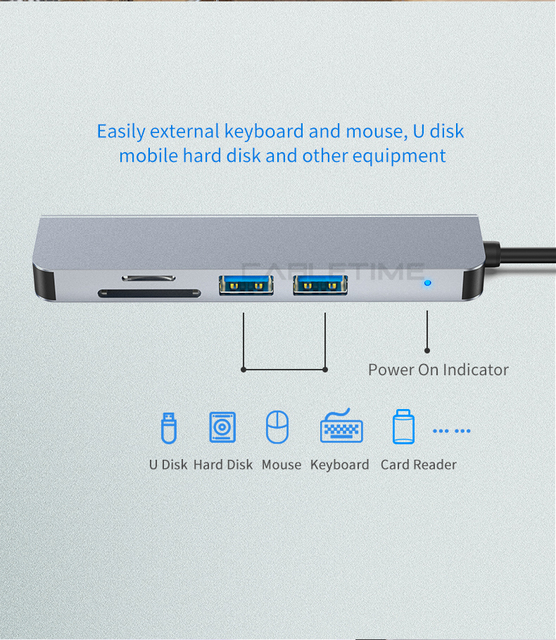 Nowy Kabel USB C HUB z Obsługą 4K HDMI, Czytnikiem Kart SD/TF i Portami USB 3.0 do Klawiatury, Dysku U, Laptopa Macbook - Multi Hub H25 - Wianko - 5