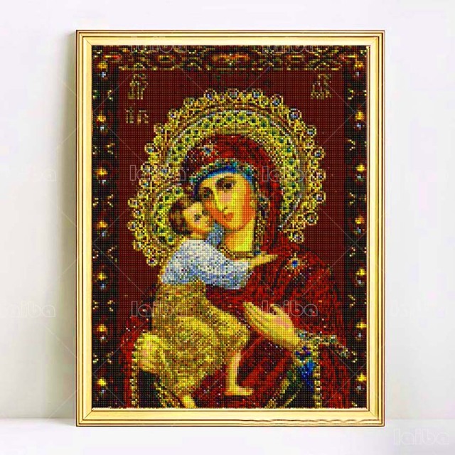 Ręcznie robione mozaiki diamentowe pełno-wiertłowe z wizerunkiem Maryi Panny - pasja DIY i sztuka - Wianko - 14