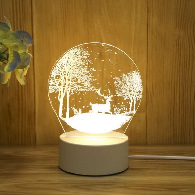 Lampka nocna LED USB, 3D, akrylowa, stylowa, różnorodne wzory, rękodzieło, dekoracje, ozdoby, prezent, biurko, choinka - Wianko - 8