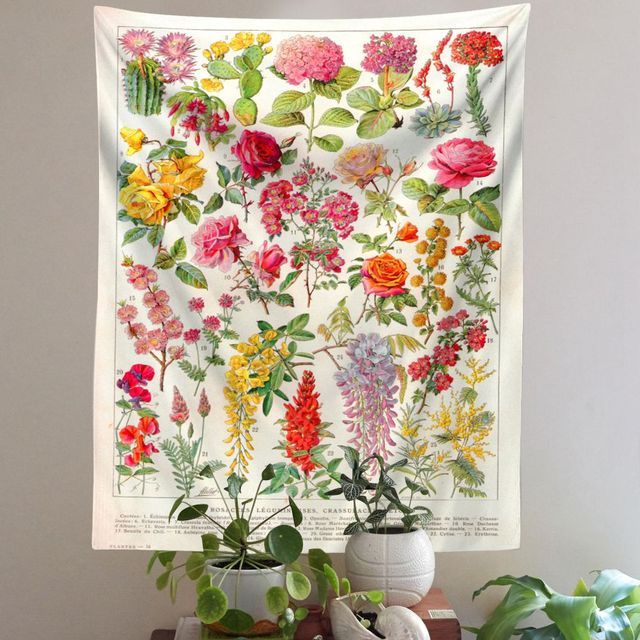 Gobelin botaniczny kwiatowy na ścianę z wiszącymi kwiatami roślin - dekoracyjny dodatek do salonu i sypialni - Wianko - 6