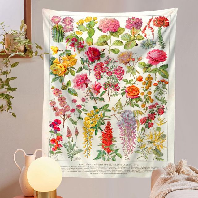 Gobelin botaniczny kwiatowy na ścianę z wiszącymi kwiatami roślin - dekoracyjny dodatek do salonu i sypialni - Wianko - 3