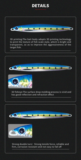 Metalowa przynęta 3DFishing Jig - twarda, tonąca, idealna na lato do jiggingu słodkowodnego i morskiego - Micro Jig - Wianko - 6