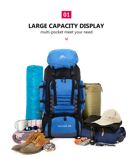 Duża torba podróżna 90L plecak wspinaczkowy turystyczny wojskowy kempingowy Trekking alpinizm XA857 + WA - Wianko - 3