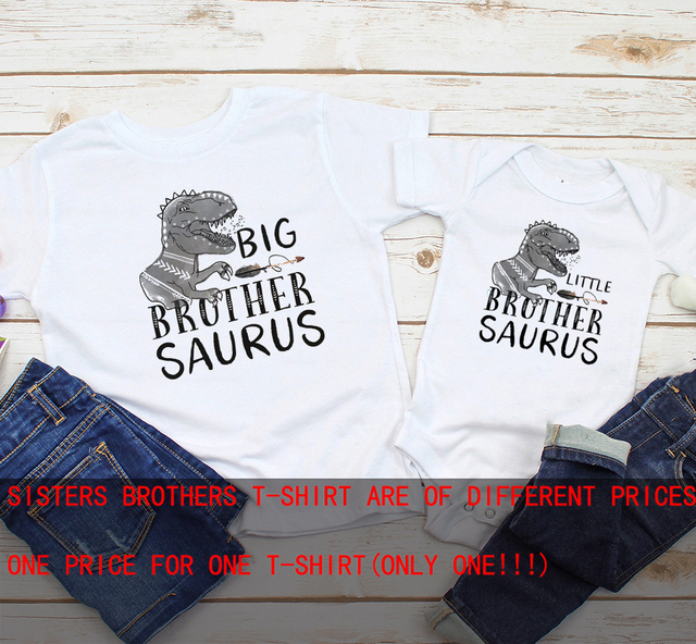 Mały brat Saurus - koszulka dla dzieci Big Bro Saurus - koszulka dla starszego brata Dopasowana koszula Brat Saurus - idealna na ciążę Ogłoszenie stroju Saurus dinozaur - pasujący do całości rodziny - Wianko - 21