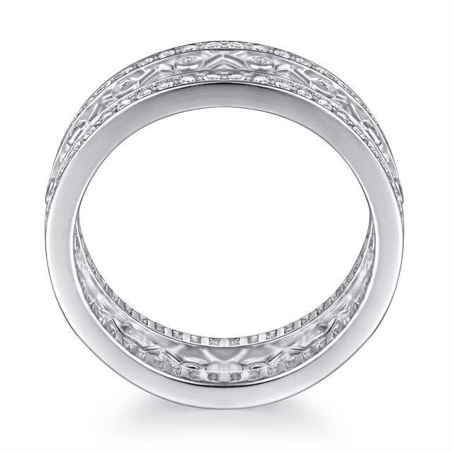 Pierścionek obrączka ELSIEUNEE 925 srebrny z diamentem, doskonała biżuteria zaręczynowa dla par - Wianko - 4