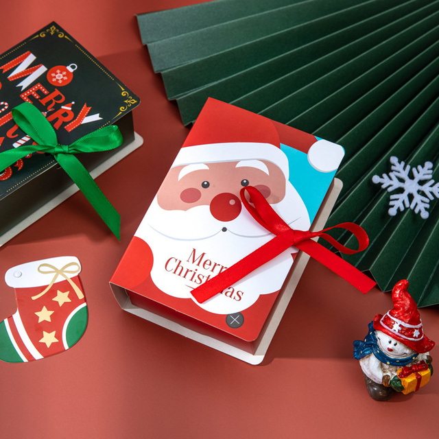 Książka w kształcie pudełka prezentowego z wstążką na Boże Narodzenie - 20/50/80 sztuk - Wianko - 4