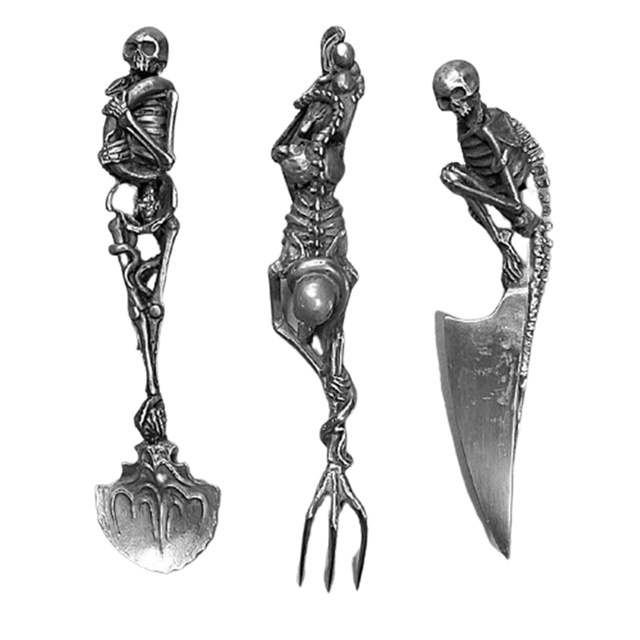 Zestaw VIP - Zestaw metalowych sztućców szkieletowych do dekoracji stołu na Halloween - Wianko - 1