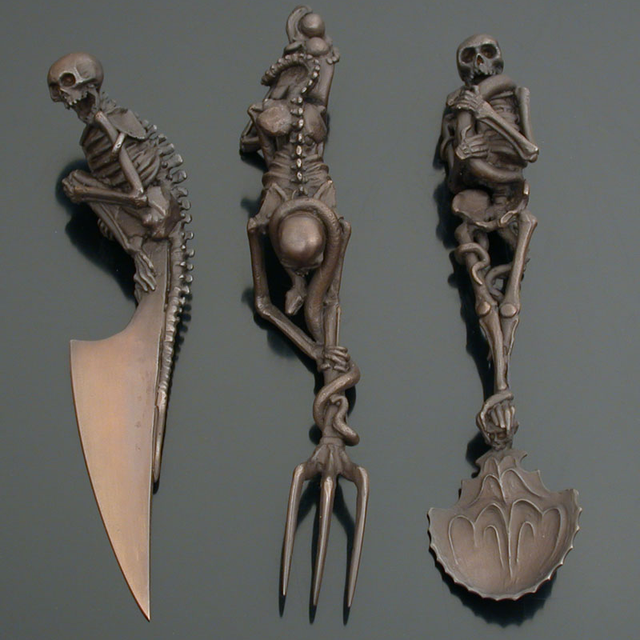 Zestaw VIP - Zestaw metalowych sztućców szkieletowych do dekoracji stołu na Halloween - Wianko - 8