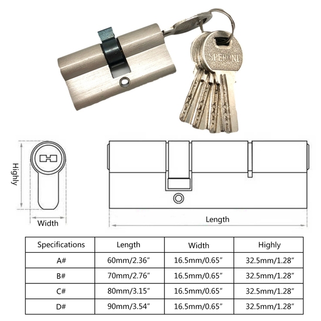 Wkładka do zamka drzwiowa z podwójnym otwarciem, zabezpieczenie przed kradzieżą, mosiężna blokada, rdzeń o wydłużonej długości (60-90mm) - klucz cylindryczny - Wianko - 10