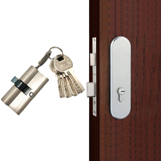 Wkładka do zamka drzwiowa z podwójnym otwarciem, zabezpieczenie przed kradzieżą, mosiężna blokada, rdzeń o wydłużonej długości (60-90mm) - klucz cylindryczny - Wianko - 2
