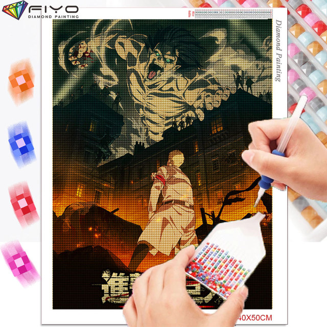 Diamentowy obraz Anime atak na Titan - mozaika haft Cross z kryształków - Wianko - 3