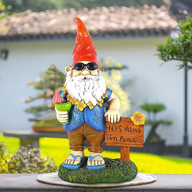 Statua ogrodowa Ogród Gnome - 5 godzina rajskiego lata, piękna ozdoba podwórka i trawnika, zabawny wystrój wnętrz - Wianko - 14