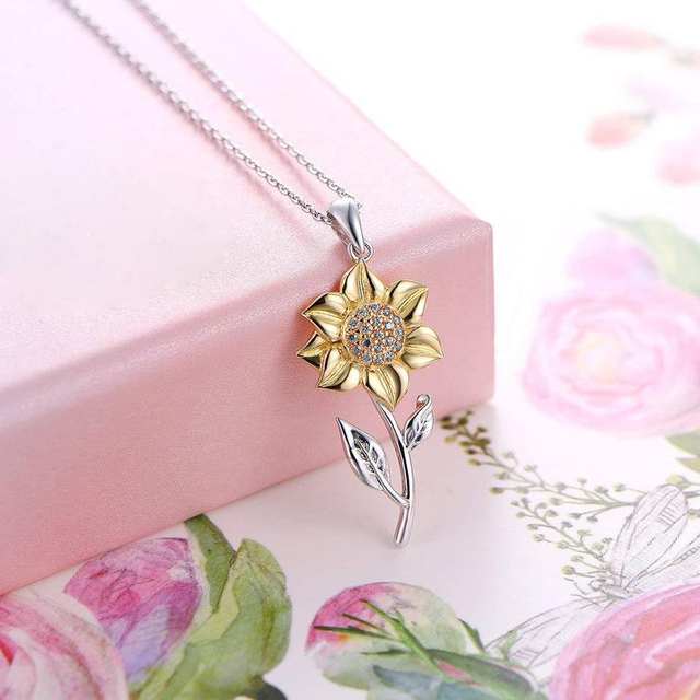 Naszyjnik z wisiorkiem Rose Vellay - słonecznik dla kobiet, biżuteria kwiatowa YN014 - Wianko - 4
