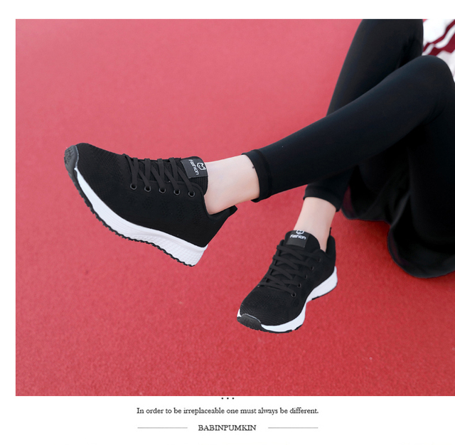 Kobiece oddychające buty z siateczki, zasznurowane, płaskie trampki damskie 2021, różowe, czarne, białe - Wianko - 20