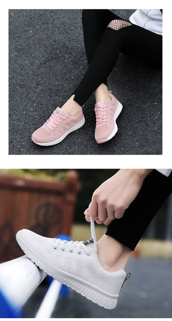 Kobiece oddychające buty z siateczki, zasznurowane, płaskie trampki damskie 2021, różowe, czarne, białe - Wianko - 10
