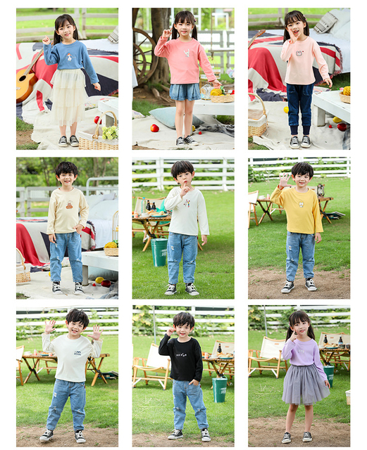 Klasyczne koszulki dziecięce dla dziewczyn 2T, 4T, 11T - białe i czarne, długie rękawy - Wianko - 5