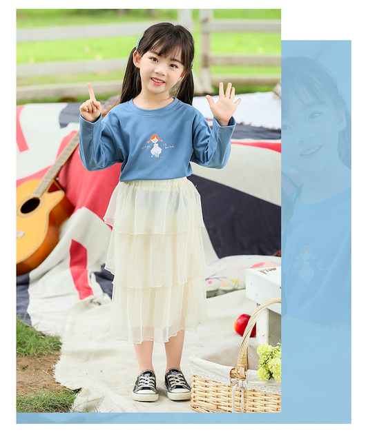Klasyczne koszulki dziecięce dla dziewczyn 2T, 4T, 11T - białe i czarne, długie rękawy - Wianko - 6