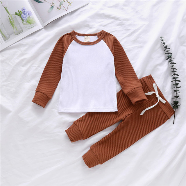 Zestaw ubrań dla małego chłopca 6M-4Y z długim rękawem: top, spodnie - jesienne trendy, kontrastowy kolor, elastyczne długie spodnie - Wianko - 49