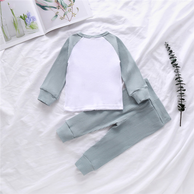 Zestaw ubrań dla małego chłopca 6M-4Y z długim rękawem: top, spodnie - jesienne trendy, kontrastowy kolor, elastyczne długie spodnie - Wianko - 70