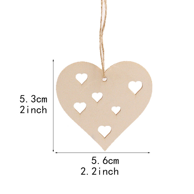 Dekoracyjne drewniane serca w kształcie rzemiosła - zestaw 10 sztuk - Wianko - 3