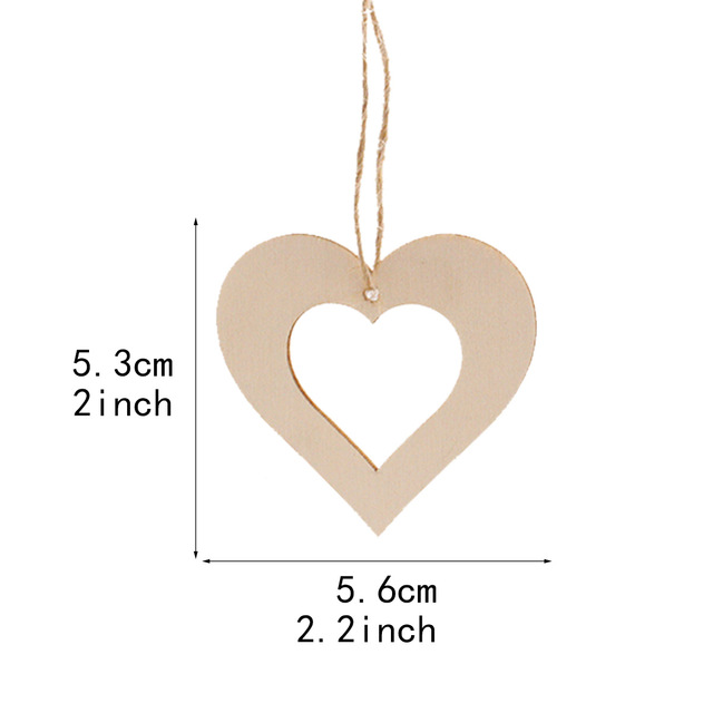 Dekoracyjne drewniane serca w kształcie rzemiosła - zestaw 10 sztuk - Wianko - 4