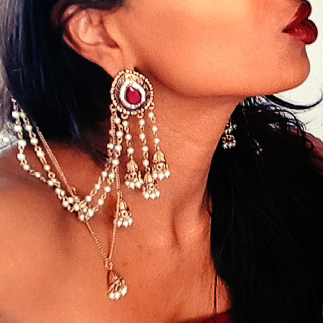 Kinel Indian kolczyki - antyczny złoty kolor - moda dla nowożeńców - biżuteria handmade - Wianko - 12