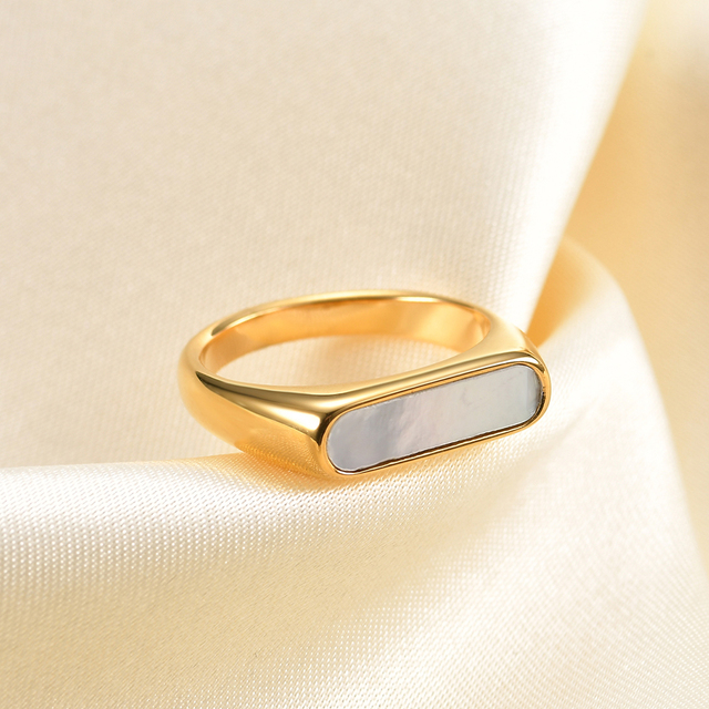 Obrączka Party Ring z geometrycznym wzorem, wykonana z emalii epoksydowej i stali nierdzewnej - moda 2021 - Wianko - 15